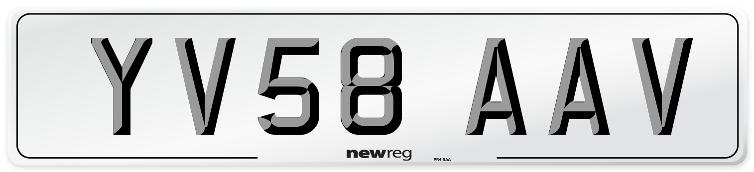 YV58 AAV Number Plate from New Reg